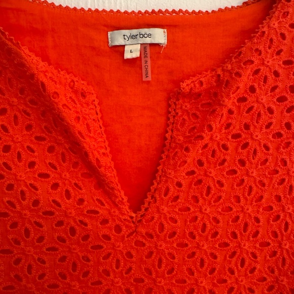 Tyler Boe Ingrid Eyelet Skimmer Dress in Calypso- Large - Picture 2 of 4